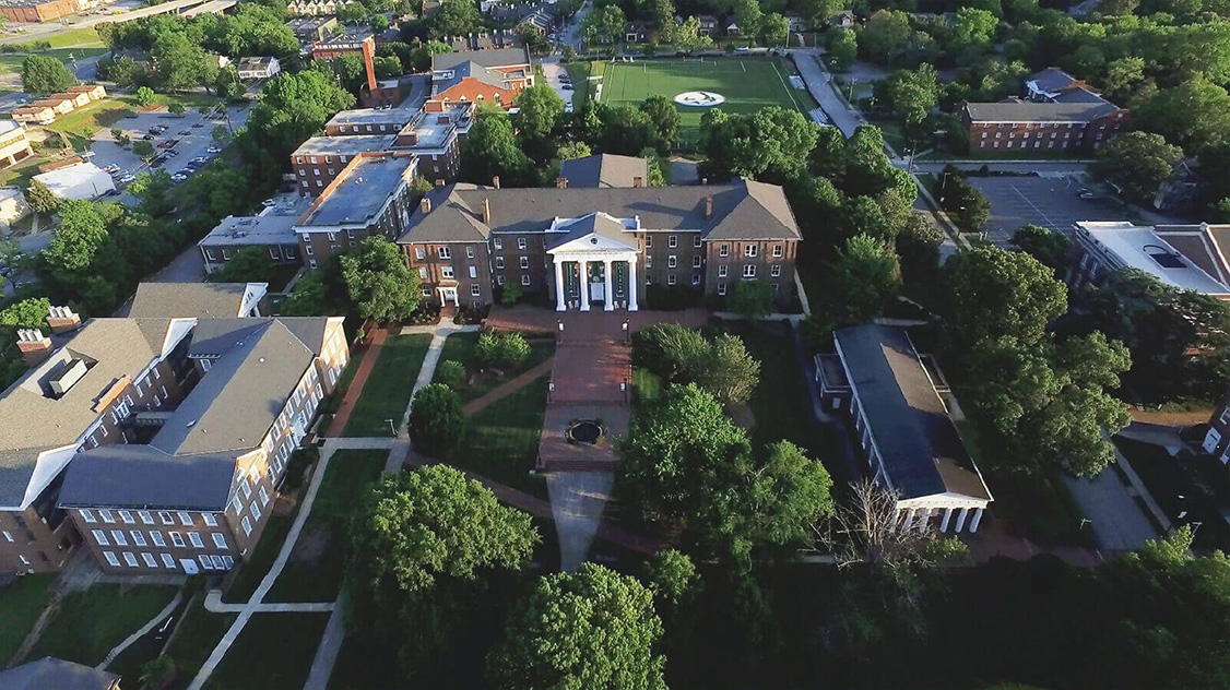 Aerial photo of Greensboro College campus