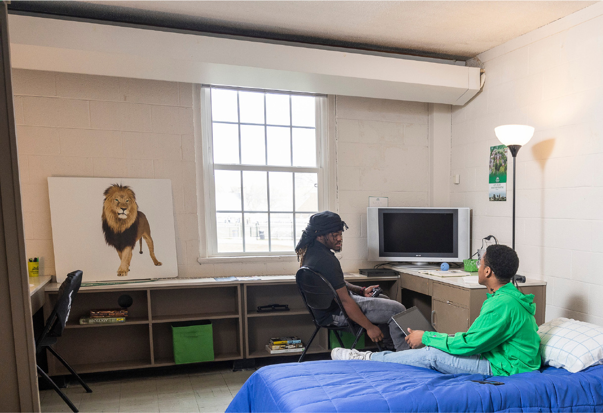 Greensboro College students in dorm room